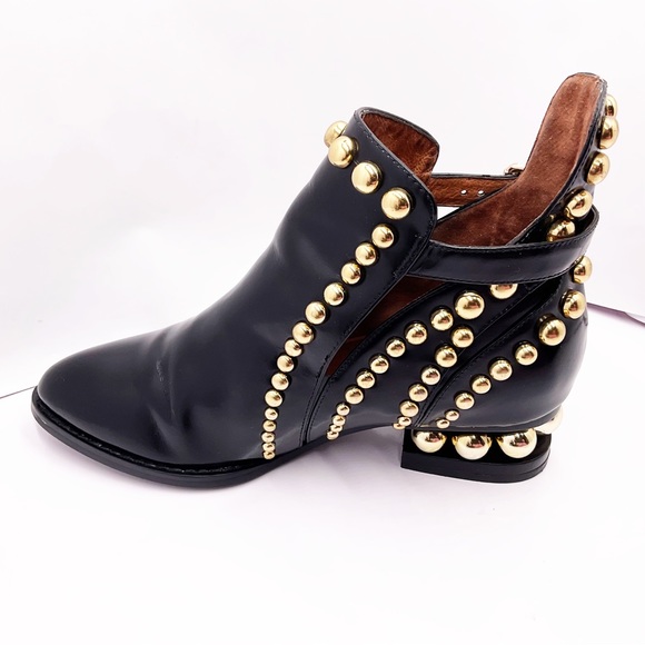 {Jeffery Campbell} Rylance Gold Studded Patent Leather Booties - Picture 2 of 16